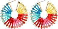 colorful bohemian handmade beaded earrings for women girls - revolia statement hoop earrings with geometric design logo