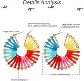 img 1 attached to Colorful Bohemian Handmade Beaded Earrings for Women Girls - REVOLIA Statement Hoop Earrings with Geometric Design
