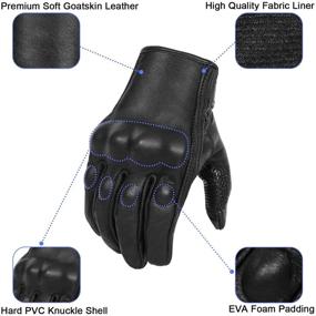 img 2 attached to 🧤 Enhanced Full Finger Men’s Leather Motorcycle Gloves with Touchscreen Compatibility