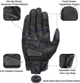 img 1 attached to 🧤 Enhanced Full Finger Men’s Leather Motorcycle Gloves with Touchscreen Compatibility