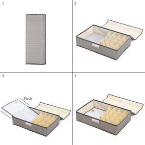 img 2 attached to 📦 Becko 2-пачкa Организатор ящика для нижнего белья в шкафу с крышкой - Складной контейнер для хранения белья, носков, галстуков, бюстгальтеров, шарфов и др. - Пылезащитный и прочный - 17.2×10.9×4.3 дюйма