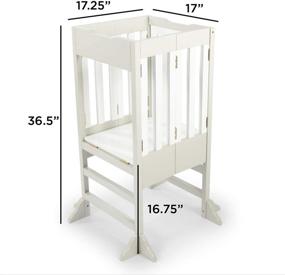 img 1 attached to Foldable Wooden Kids Kitchen Step Stool Helper in Grey and White - Ideal for Kids and Toddlers