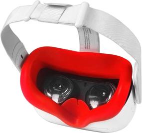 img 3 attached to 🔴 TATACO VR VR Oculos Quest 2 силиконовый чехол для глазных подушек - защита от пота, блокировка света, антискользящий, красный, стиральный