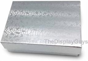 img 2 attached to 🎁 TheDisplayGuys Pack of 25 Silver Foil Jewelry Gift Boxes - Cotton Filled Cardboard Paper Cases, Size #32 (3 1/4" x 2 1/4" x 1")