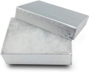 img 3 attached to 🎁 TheDisplayGuys Pack of 25 Silver Foil Jewelry Gift Boxes - Cotton Filled Cardboard Paper Cases, Size #32 (3 1/4" x 2 1/4" x 1")