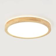 🔆 qamra dimmable modern led ceiling light: stylish wood acrylic flush mount fixture with remote control (15.7'') logo