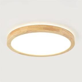 img 4 attached to 🔆 Qamra Dimmable Modern LED Ceiling Light: Stylish Wood Acrylic Flush Mount Fixture with Remote Control (15.7'')