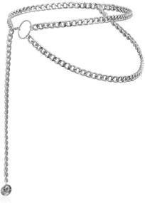 img 4 attached to 💎 Exquisite Salircon Silver Chain Belt: Ideal for Dresses, Sizes M, L, XL | Stunning Coin Metal Waist Belt for Women, Sparkling Bling Body Chain