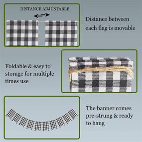 img 2 attached to 🎅 FAKTEEN Buffalo Check Plaid Banner for Christmas Mantel Fireplace Decorations – Black and White Gingham Bunting Garland – Ideal for Baby Shower, Birthday Party, and Holiday Supplies