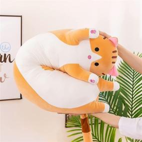 img 1 attached to 🐱 Shayon Soft Pillow Plush - Long Throw Sleeping Pillow Cotton Kitten Cuddly Stuffed Doll Toy Gift - Kids & Girlfriend (Yellow, 110cm/43.3in)