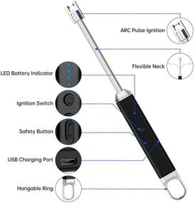 img 3 attached to 🔥 USB Rechargeable Windproof Candle Lighter with LED Battery Display for Camping, Grills, and Fireworks