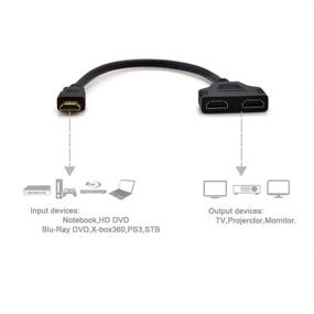 img 2 attached to 🔌 High Definition HDMI Male to Dual HDMI Female Splitter Cable Adapter - Ideal for DVD Players, PS3, HDTV, STB, LCD Projectors