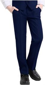 img 3 attached to 👖 Solid Color Flat Front Adjust Waist Trousers for Fersumm Boys Pants