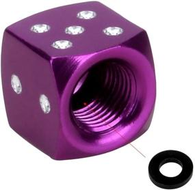 img 1 attached to Senzeal 5X Aluminum Dice Valve Caps Car Truck Motorcycle Wheel Bicycle Tire Valve Stem Caps Purple