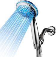 🚿 dream spa all chrome water temperature controlled color changing 5-setting led handheld shower-head: experience colorful led lights synced to water temperature! logo