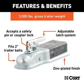 img 2 attached to 🚚 CURT 25138 Straight Tongue Trailer Coupler: 3-Inch Channel, 2-In Hitch Ball, 3,500 lbs - Ultimate Towing Solution