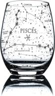 🐠 pisces zodiac stemless wine glass - greenline goods astrology sign constellation tumbler, 15 oz (single glass) logo