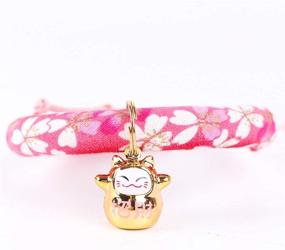 img 3 attached to 🐱 Kawaii Chirimen Kimono Cat Collar Set with Bell for Kittens and Puppies - Christmas, Halloween, and New Year Themed - Adjustable Cat Collars with Kitty Fortune Bell - Japanese Style