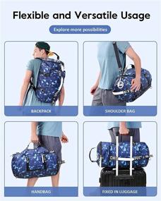 img 3 attached to 🎒 Waterproof Gym Duffle Bag and 40L Laptop Backpack for Men, Women, Teens - Durable Travel Bags with Shoulder Straps for Sports, Hiking, and School - Deep Sea Blue