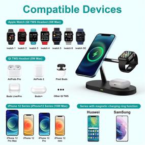 img 2 attached to 🔌 DARSSUM Magnetic Wireless Charger 5 in 1: Fast Charging Station for iPhone 12/Pro/Max/Mini, iWatch SE/6/5/4/3/2/1, Airpods 2/Pro (QC 3.0 Adapter)