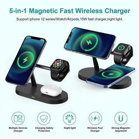 img 3 attached to 🔌 DARSSUM Magnetic Wireless Charger 5 in 1: Fast Charging Station for iPhone 12/Pro/Max/Mini, iWatch SE/6/5/4/3/2/1, Airpods 2/Pro (QC 3.0 Adapter)