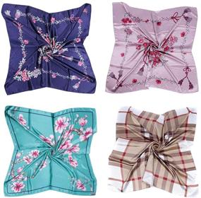 img 2 attached to 🧣 AliPearl 4Pcs Premium Satin Square Silk-Like Head Scarf 35&#34; for Women - Stylish Hair Wraps