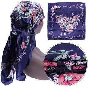 img 1 attached to 🧣 AliPearl 4 шт Премиум-шелковый квадратный головной шарф 35" для женщин - Стильная обертка для волос