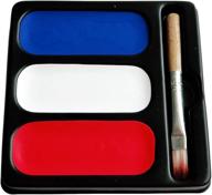 usa colors mini face paint kit: blue red & white makeup face painting palette (3 paints, brush & stencils) set for patriotic events - 4th of july, independence day, veterans day logo