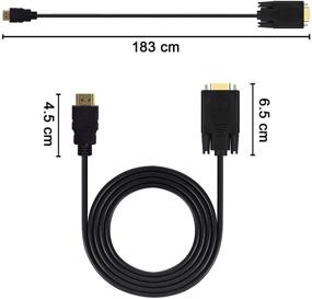 img 2 attached to 🔌 Gold-Plated HDMI to VGA Cable - Active Video Adapter Converter Cord (6 Feet/1.8 Meters) - 1080P HDMI Male to VGA Male