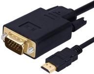 🔌 gold-plated hdmi to vga cable - active video adapter converter cord (6 feet/1.8 meters) - 1080p hdmi male to vga male logo