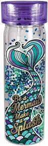 img 2 attached to 🧜 Stunning Spoontiques Mermaid Glitter Water Bottle, Turquoise & Purple: One Size, High-Quality Design