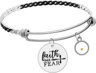 🌱 faith over fear mustard seed pendant cross bangles - inspirational stainless wire bracelets zy023 logo