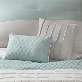 img 1 attached to Ocean-inspired Queen Size Tinsley 8 Piece Ultra Soft Quilted Comforter Set Bedding in Seafoam/Grey by 510 DESIGN