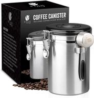 ☕ bean envy coffee canister - 22.5 oz coffee storage container with stainless steel scoop, silicone base, date tracker, co2-release valve, and steel construction logo