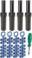 💦 rain bird 5000 series rotor sprinkler heads bundle by itemeyes - 4 pack with nozzles & adjustment tool - 5004 pc model part circle 4" popup height logo