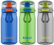 🌊 zulu 3 tritan 16 oz water bottles flex 3 pack - gray, black, green logo