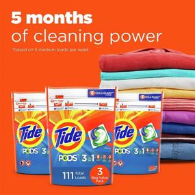 img 1 attached to 🧺 Tide Pods Original 3-Bag Value Pack with 111 Laundry Detergent Pacs - HE Compatible