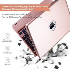 img 2 attached to 📱 SalSell Case with Keyboard for 2018 New iPad 6th Generation, 2017 iPad 9.7 5th Generation, iPad Pro 9.7, iPad Air - Ultra Slim ABS Wireless Bluetooth Keyboard Folio Cover in Rose Gold