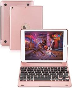 img 4 attached to 📱 SalSell Case with Keyboard for 2018 New iPad 6th Generation, 2017 iPad 9.7 5th Generation, iPad Pro 9.7, iPad Air - Ultra Slim ABS Wireless Bluetooth Keyboard Folio Cover in Rose Gold