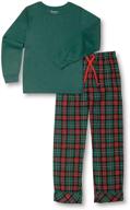 cozy classic plaid pajamagram: big boys' flannel pajamas bundle with long-sleeve top logo
