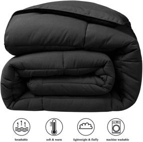 img 3 attached to 🛏️ COHOME King 2100 Series Winter Warm Fluffy Comforter - Down Alternative Quilted Duvet Insert with Corner Tabs - All-Season Hotel Comforter - Reversible - Machine Washable - Black