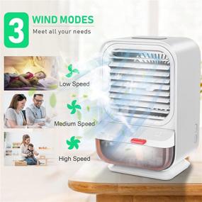 img 1 attached to 🌀 Covoi Portable Air Conditioner Fan - 90 Degree Auto Steering Personal Air Cooler Fan with 3 Wind Speeds, Humidification Function, Night Light & 4000 mAh Rechargeable Mini Air Conditioner Fan (White)