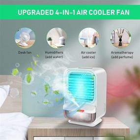 img 2 attached to 🌀 Covoi Portable Air Conditioner Fan - 90 Degree Auto Steering Personal Air Cooler Fan with 3 Wind Speeds, Humidification Function, Night Light & 4000 mAh Rechargeable Mini Air Conditioner Fan (White)