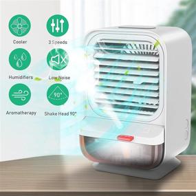 img 3 attached to 🌀 Covoi Portable Air Conditioner Fan - 90 Degree Auto Steering Personal Air Cooler Fan with 3 Wind Speeds, Humidification Function, Night Light & 4000 mAh Rechargeable Mini Air Conditioner Fan (White)