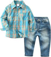 denim boys' clothing: little piece sleeve shirt set logo