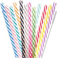 🥤 dakoufish 12 piece 11 inch reusable plastic thick drinking straws - bpa free, mason jar straws, small stripe (11inch, mix 12color) logo
