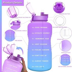 img 1 attached to EONHUA Motivational 1 Gallon Water Bottle: Leak-Proof, BPA Free, With 🥤 Straw and Time Marker – Perfect for Gym, Large Capacity with Drawstring Bag