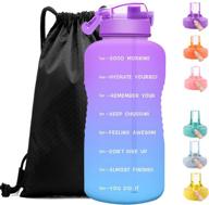 eonhua motivational 1 gallon water bottle: leak-proof, bpa free, with 🥤 straw and time marker – perfect for gym, large capacity with drawstring bag логотип