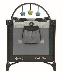 img 2 attached to 👶 Graco Pack and Play On the Go Playard with Full-Size Infant Bassinet, Easy Push Button Compact Fold, Stratus Design, 39.5x28.25x29 Inch (Pack of 1)