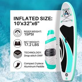 img 2 attached to 🏄 awesafe 10'x32''x6'' Inflatable Stand Up Paddle Board - Perfect for Youth & Adult; Complete with ISUP Accessories Including Backpack, Fin, Paddle, Pump, Leash, Waterproof Bag